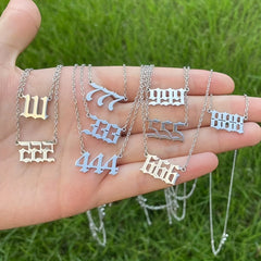 Men's Angel Number Pendant Necklace Stainless Steel Lucky Necklace