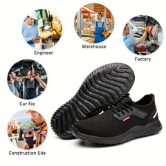 Men's Lace up Safety Shoes Waterproof Puncture Proof Work Shoes