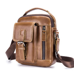 Cowhide Boy Satchel Leather Shoulder Bag Men's Retro Vertical Messenger Bag