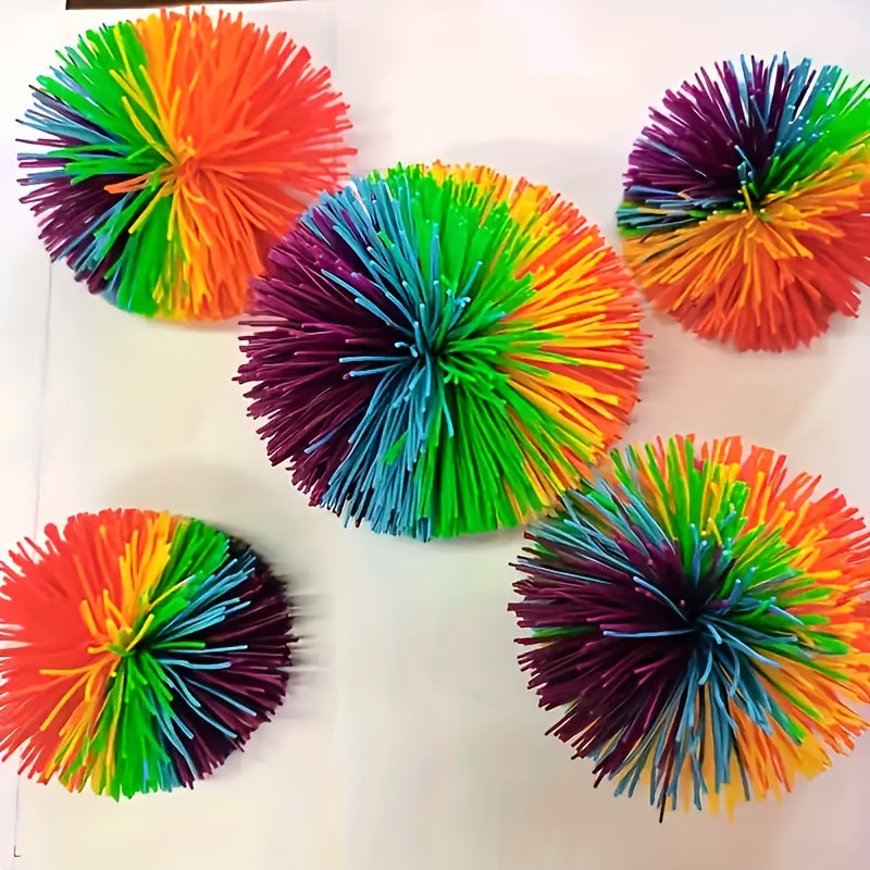 5pcs Stretchy Rubber Balls Durable Squeeze Toys Vibrant Rainbow Colors
