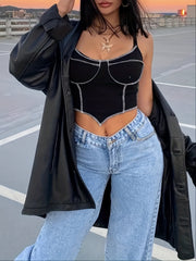 Baggy Denim Pants Women's Mid Waist Straight Jeans