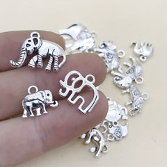 30pcs Antique Silver Elephant Charms Pendants DIY Jewelry Making Findings