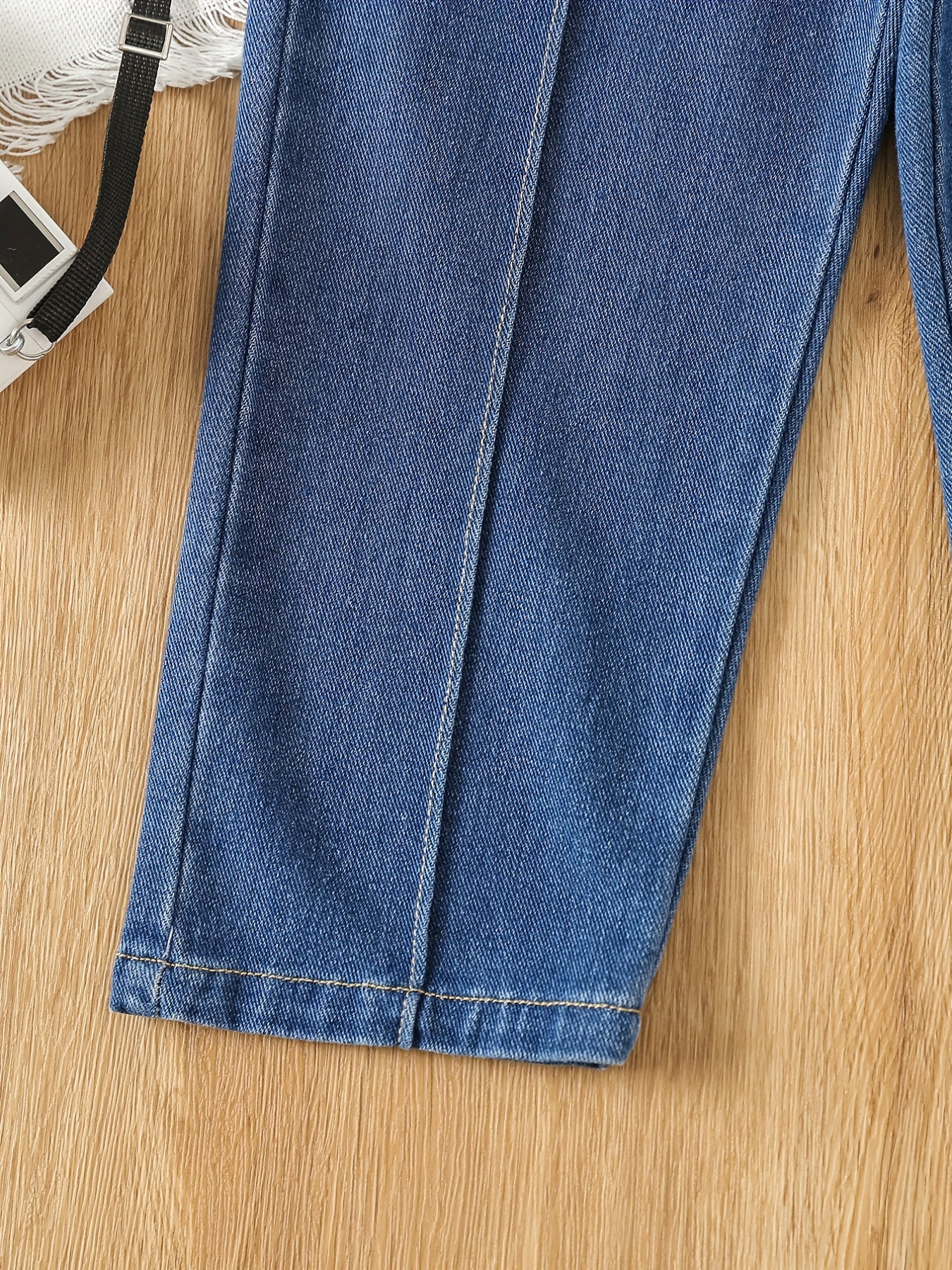 Girls Wide Leg Jeans Denim Trousers Elastic Waist