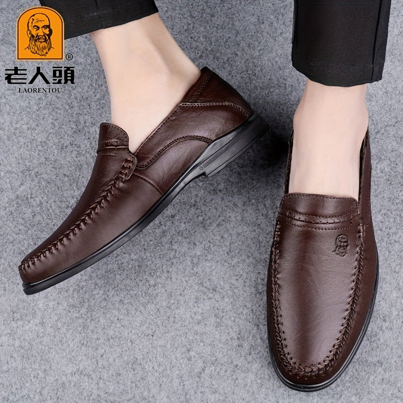 LAORENTOU Men's Leather Stitching Oxford Dress Shoes