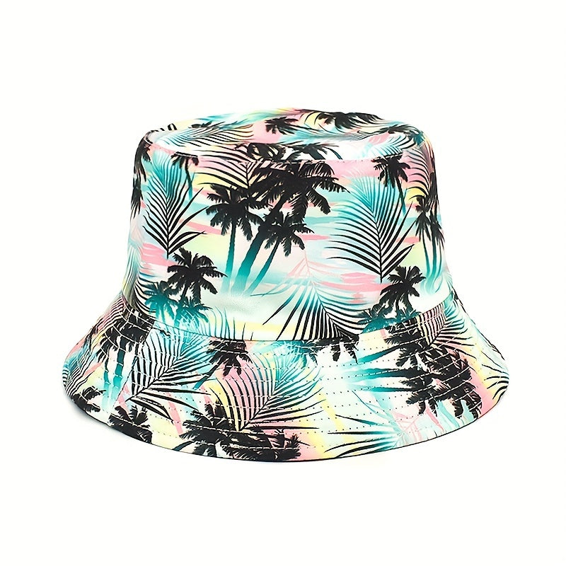 Coconut Tree Print Bucket Hat Lightweight Fisherman Cap Women