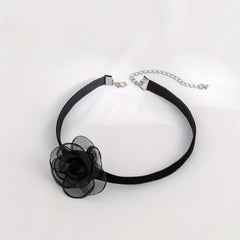 Vintage Flower Charm Choker Necklace Camellia Necklace for Women
