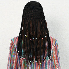 Hollow Woven Crochet Y2K Beanie Cap with Tassel