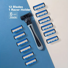 Sharp 6 Layer Razor Blades 12-24 Pcs Replacement Blades Wet Shaving Safety Razor