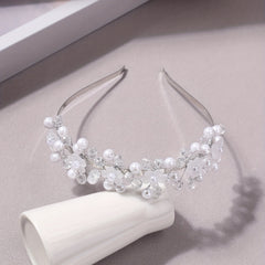 Faux Pearl Headband Crystal Beaded Hair Band Bridal Headdress