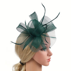 Green Feather Fascinator Headband for Bridal Tea Party