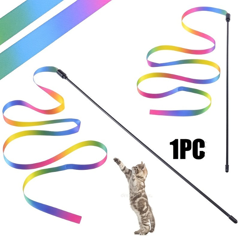Interactive Cat Toys Wand Rainbow String Teaser