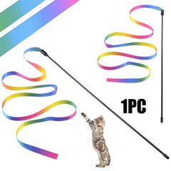 Interactive Cat Toys Wand Rainbow String Teaser
