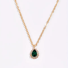 Green Zircon Teardrop Pendant Necklace Women's Accessories Gift