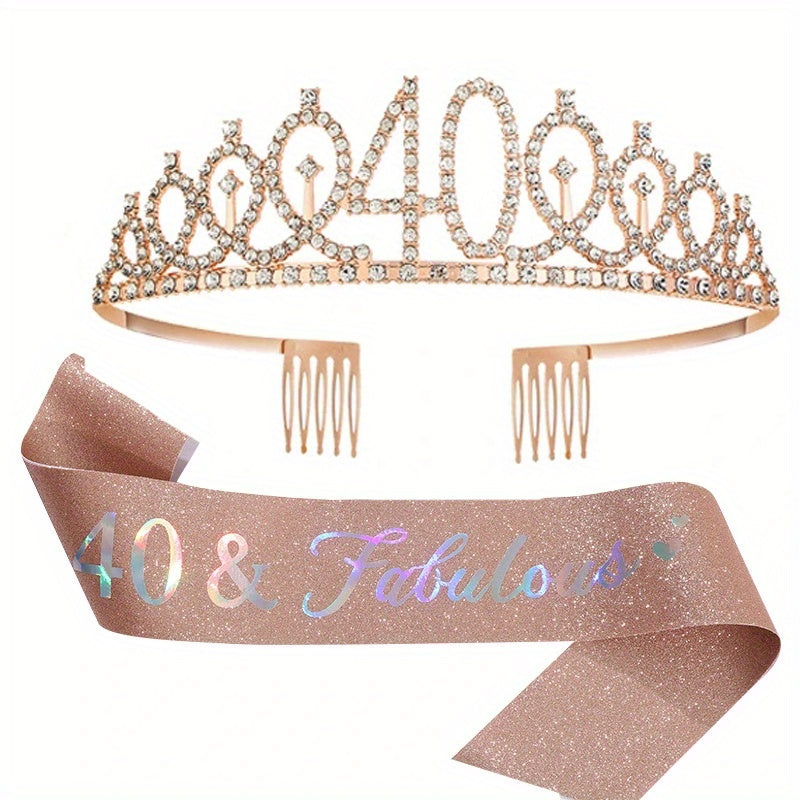 Birthday Party Crown Set Rhinestone Tiara Decoration
