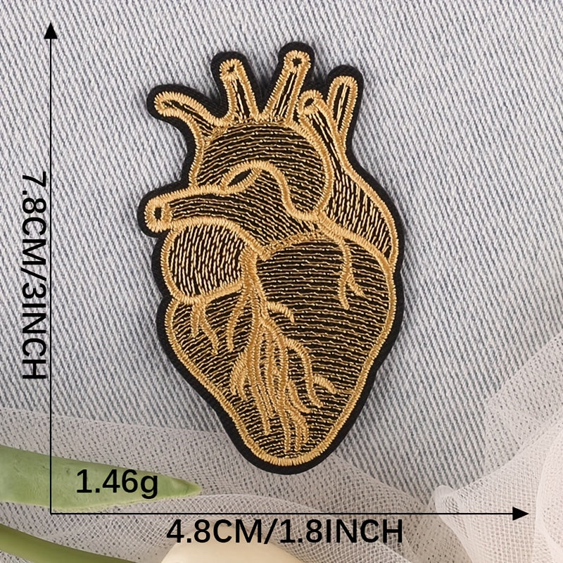 3pcs Organ Heart Embroidery Patches For Boys Clothing DIY Ironing Stickers