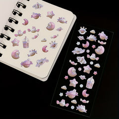 Moon Rabbit 3D Love Heart Star Stickers Set