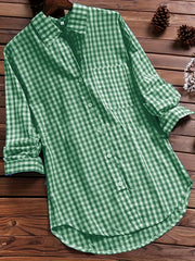 Gingham Print Long Sleeve Shirt