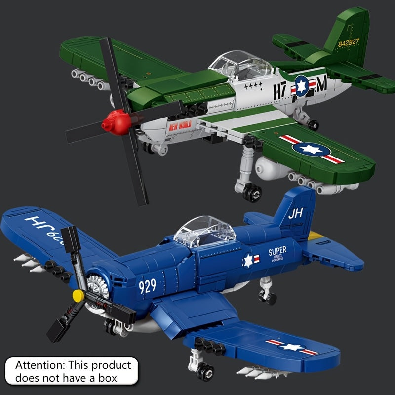 562pcs Propeller Airplane Building Blocks Vintage Fighter Model DIY Puzzle Toy
