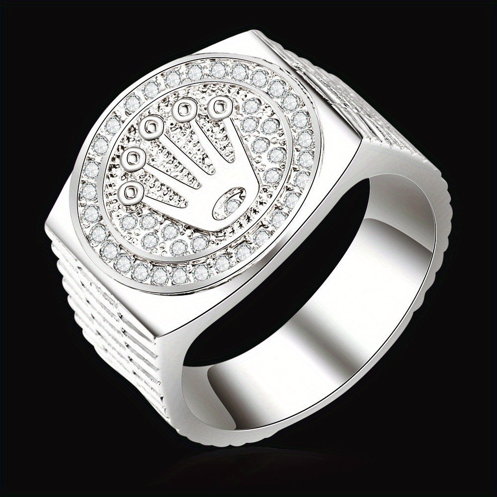 Hip Hop Palm & Crown Rhinestone Men's Ring