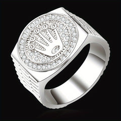 Hip Hop Palm & Crown Rhinestone Men's Ring