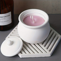 Round Candle Jar Silicone Mold with Lid DIY Home Decoration