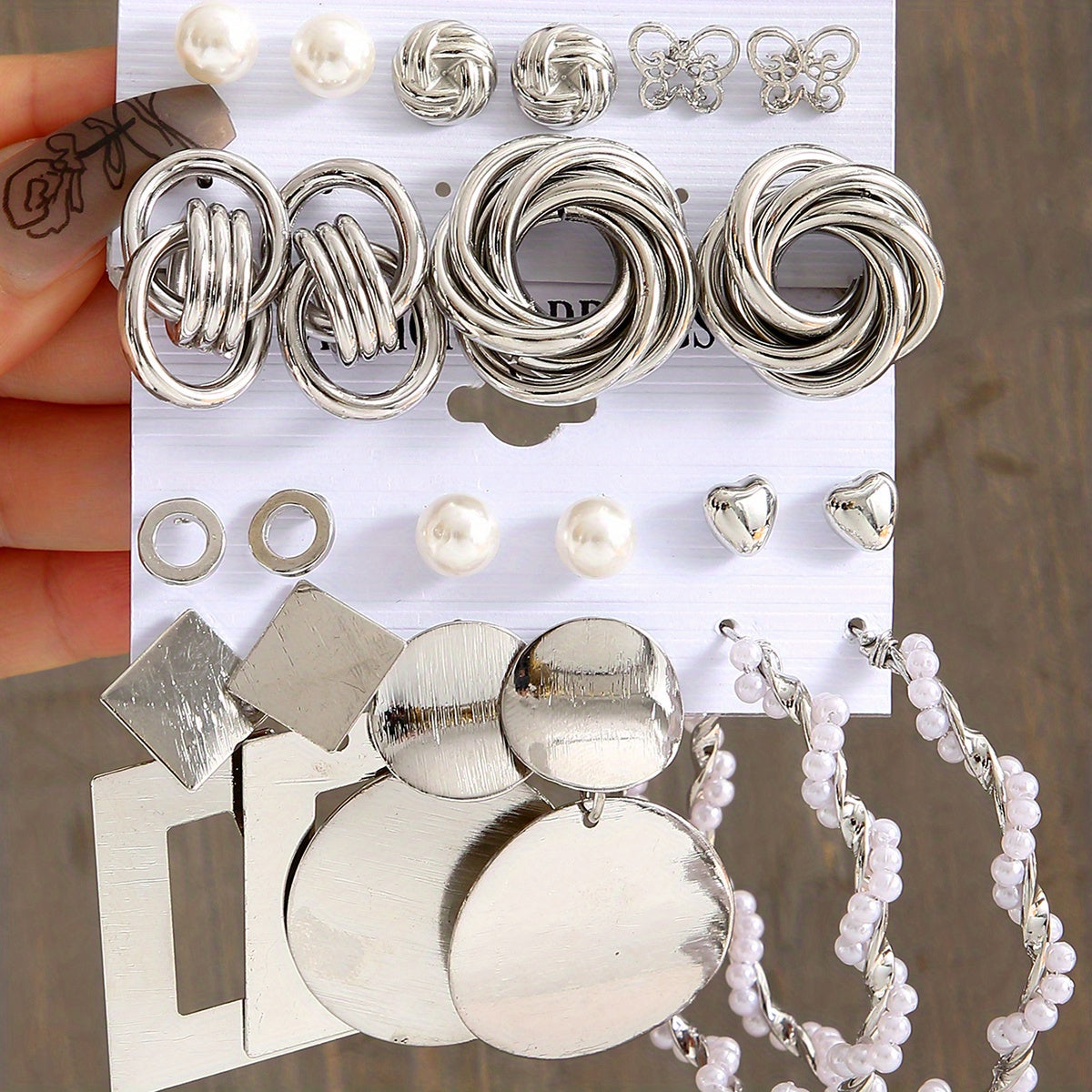 Women's Faux Pearl Butterfly Earrings Set