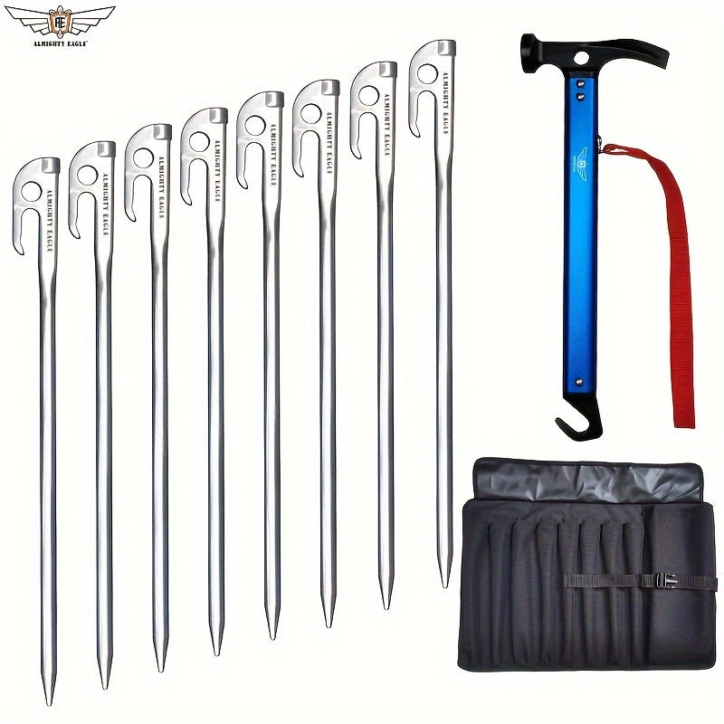 8pcs 420 Stainless Steel Ground Nails Camping Tent Canopy Stakes