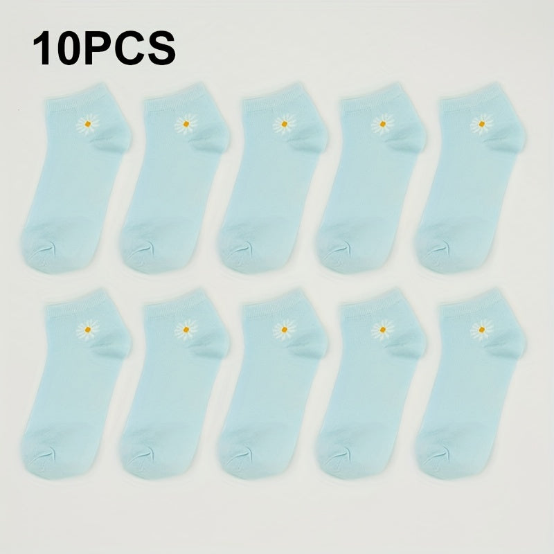 Floral Print Crew Socks for Women, Comfy & Breathable Short Stockings