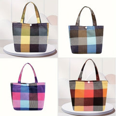 Colorblock Plaid Pattern Shoulder Bag All Match Storage Bag Lightweight