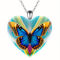 Butterfly Love Crystal Pendant Necklace for Women Girls
