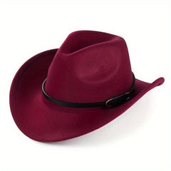 Classic Jazz Cowboy Hat Unisex Rolled Brim Western Felt Fedora Cap