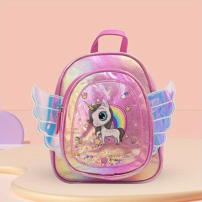 Cartoon Unicorn Wings Backpack Casual Kids Backpack Kindergarten Elementary Unic