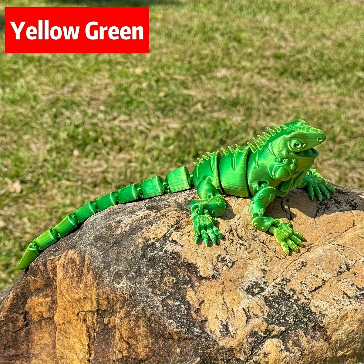 Vibrant Red 3D Printed Lizard Statue with Flexible Joints Articulated Tail