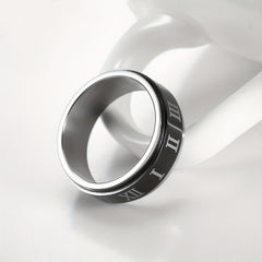 Stainless Steel Roman Numeral Spinner Ring - Anti Anxiety Spinner Rings