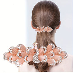 Opal Peacock Shaped Hair Clip for Women