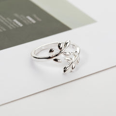 Leaf Shape Open Ring Adjustable Size Jewelry For Women Girls
