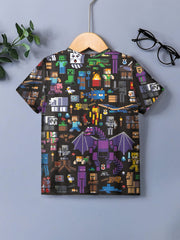 Kids 3D Print Casual T-shirt Building My Wonderful World Tees Top