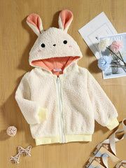 Girls' Fleece Rabbit Ears Hooded Jacket Coat
