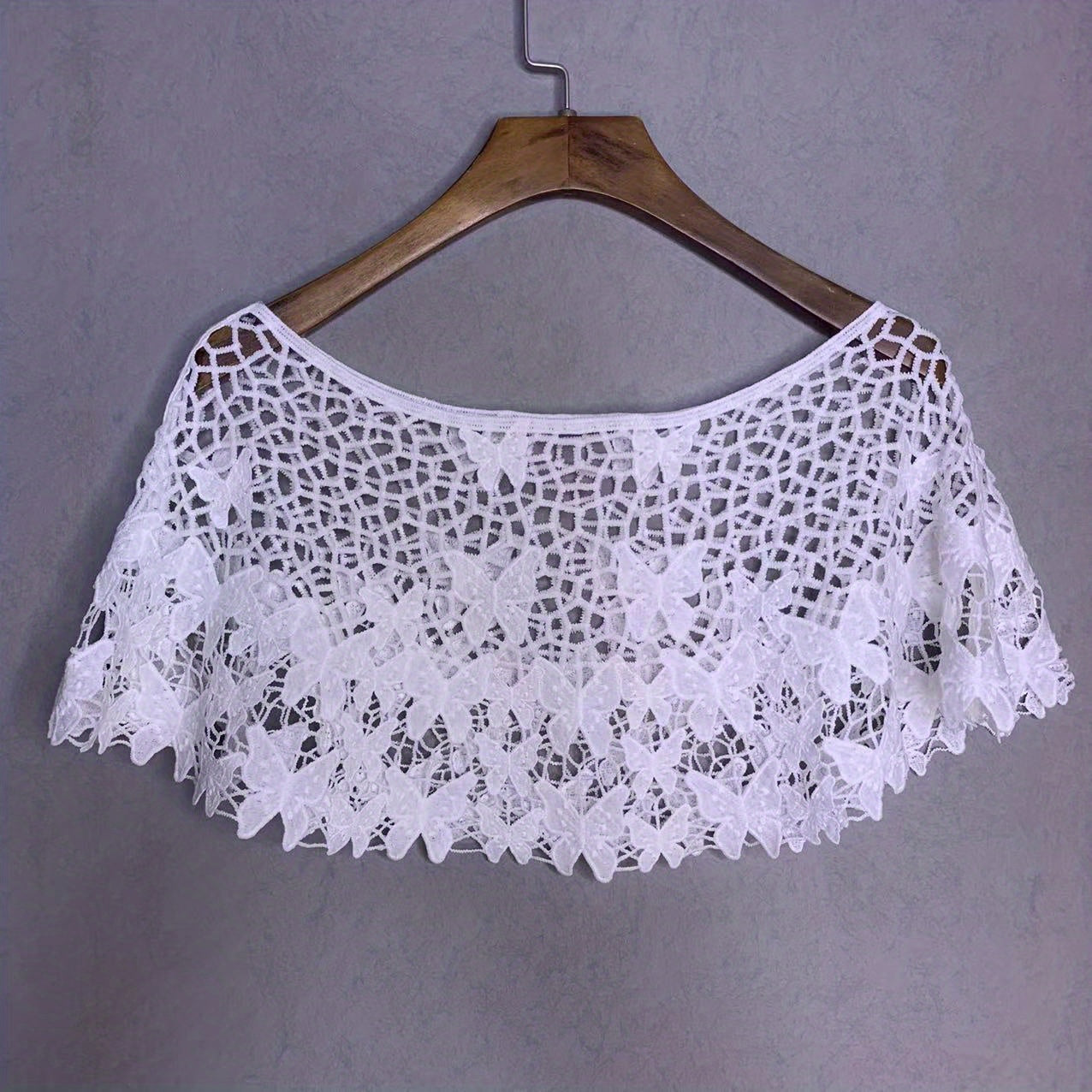 Flower Hollow Out Shawl Solid Breathable Wrap Casual Cape Decorative Shawl