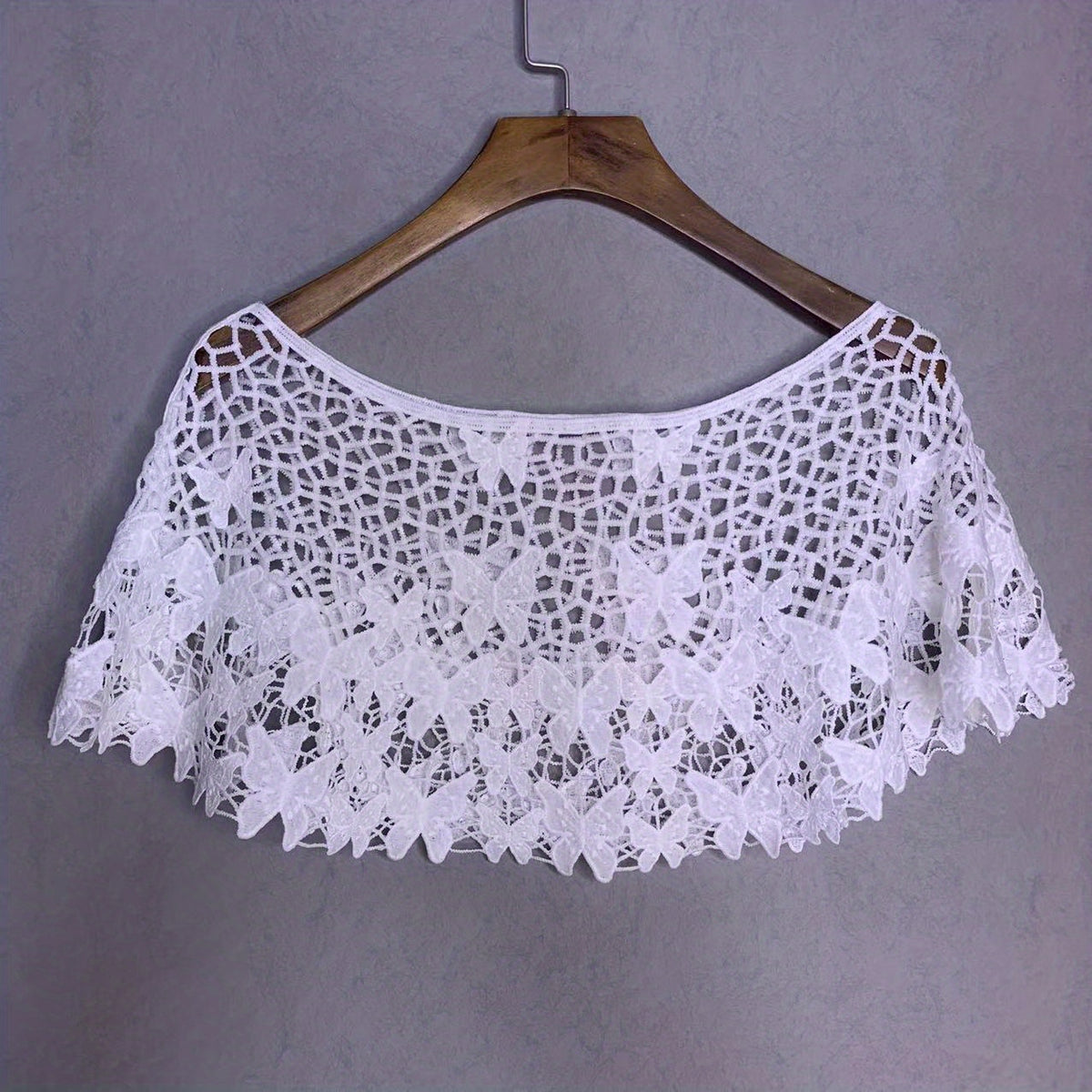Flower Hollow Out Shawl Solid Breathable Wrap Casual Cape Decorative Shawl