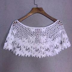Flower Hollow Out Shawl Solid Breathable Wrap Casual Cape Decorative Shawl