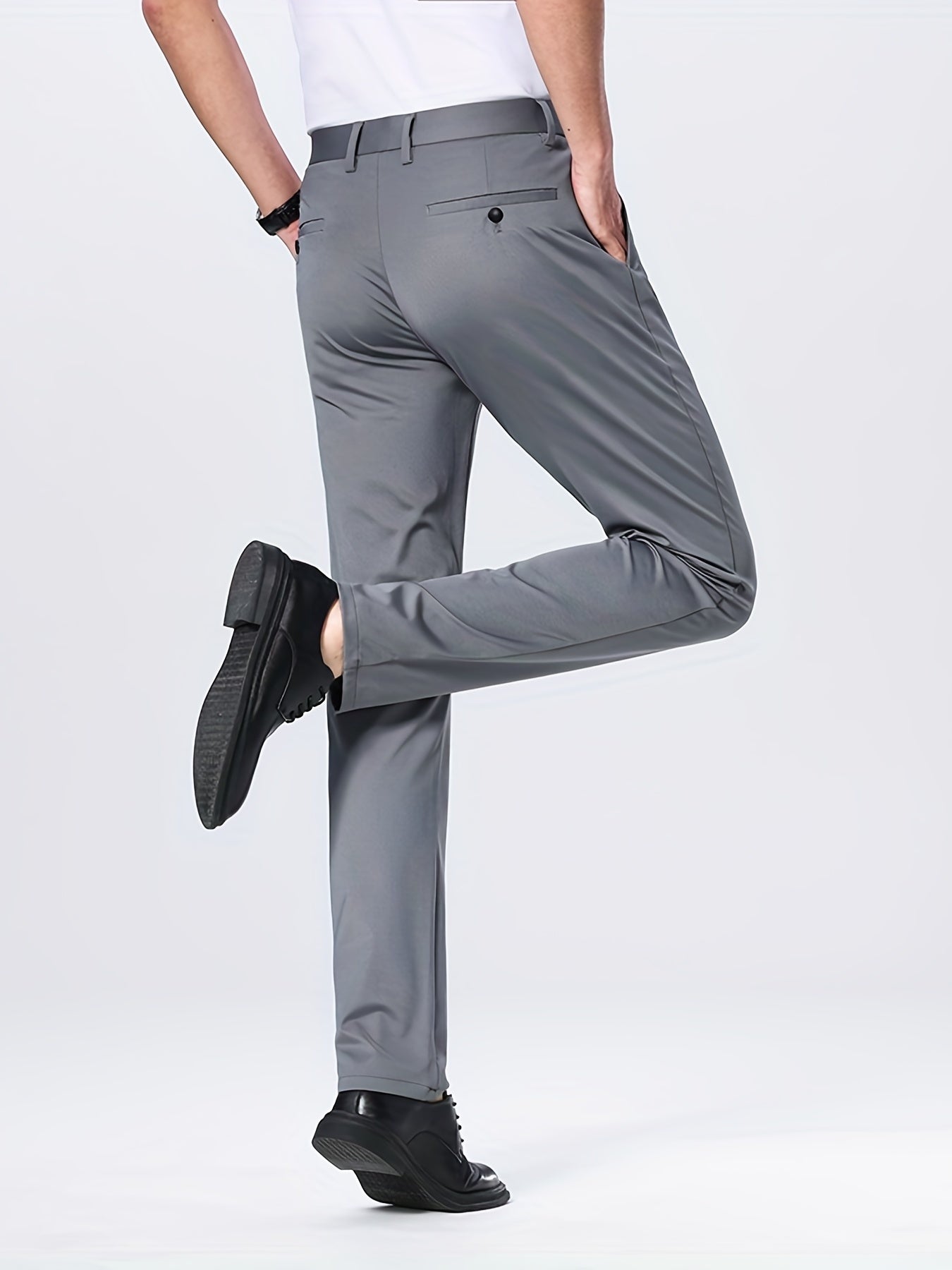 Men's Stretch Business Pants Straight Leg Wrinkle-resistant Trousers