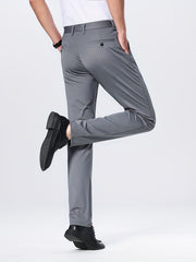 Men's Stretch Business Pants Straight Leg Wrinkle-resistant Trousers