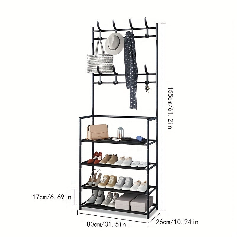 Standing Floor Coat Rack Shoes Rack  Storage Rack Garment Rack