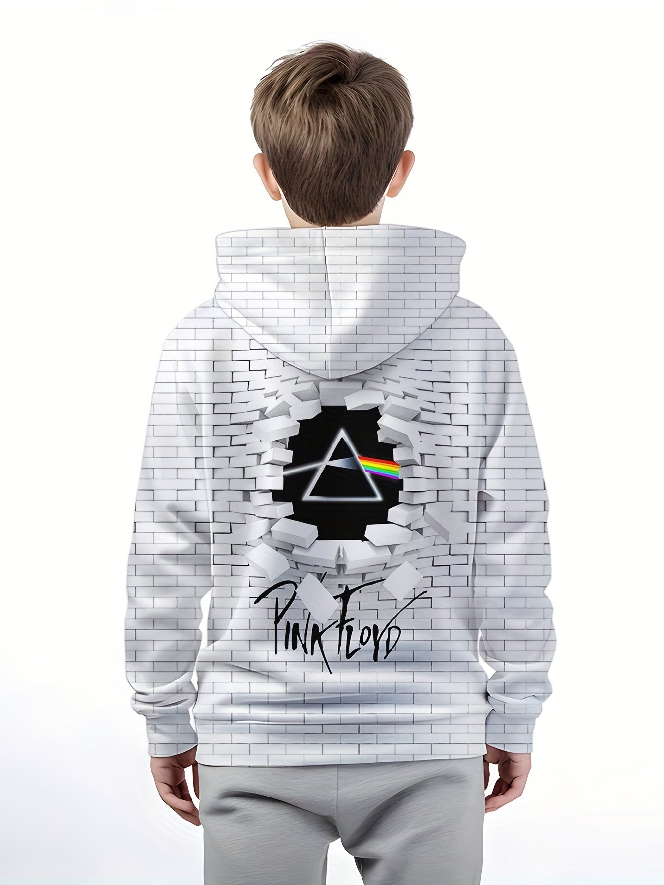 Boy's Breaking Wall Print Hoodie Kid's Hooded Sweatshirt