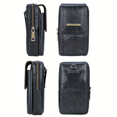 Vintage PU Leather Large Capacity Phone Storage Bag for Men