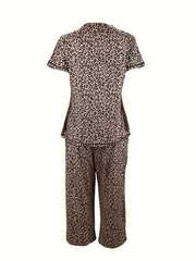 Floral Print Pajama Set V Neck Top & Lounge Pants Women's Sleepwear