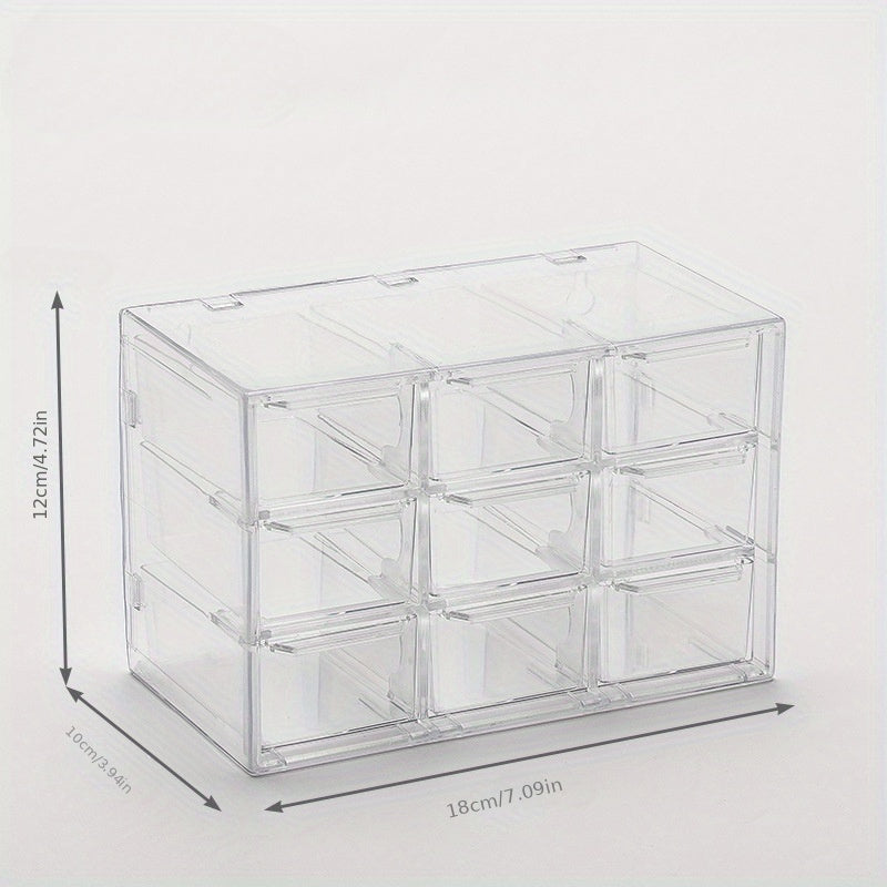 Transparent Grid Storage Box Drawer Organizer Jewelry Storage