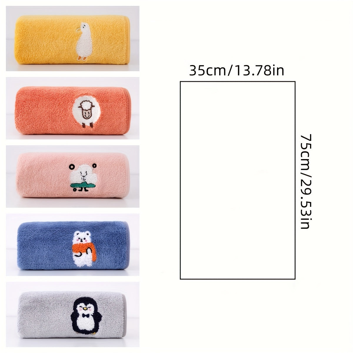 Coral Fleece Hand Towel Animal Pattern 29 x 13 inches