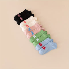 10 Pairs Letter Print Ankle Socks Women's Stockings